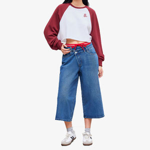 Sudadera de cuello redondo con bordado raglán para mujer, 300g, peso de tela, impresión Digital, mangas completas informales de invierno, servicio OEM - Product Image 2