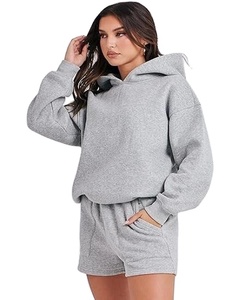 Comfortable <b>Workout</b> Piece Woman Short Sets New Arrival Best Latest Fashion Casual Wear Women <b>Hoodie</b> & Shorts Set - Product Image 1