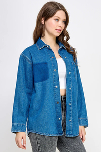 Chaqueta vaquera informal de gran tamaño para mujer con cierre de un solo botón, prendas de vestir lavadas acabadas para damas, servicio OEM - Product Image 5
