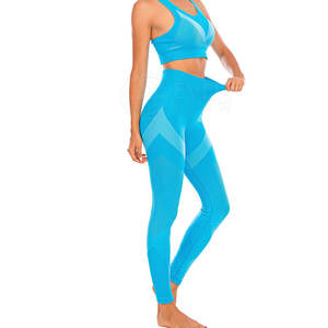 Top Trending New Women Sports Yoga Set Fitness Seamless Yoga Set Workout Women Wear Conjunto de 2 piezas - Product Image 3