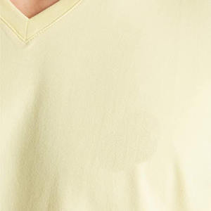 mens light yellow pastel plain solid blank casual v neck short sleeve <b>tshirt</b> regular fit basic tee top - Product Image 2