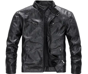 Nueva chaqueta de cuero para hombre con cuello levantado y cremallera a la moda - Product Image 2