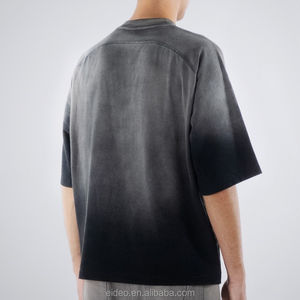 Camiseta de Algodón Grueso con Cuello Redondo, Estilo Vintage, Desgastada, Decolorada al Sol, Lavada al Ácido, para Hombre - Product Image 3