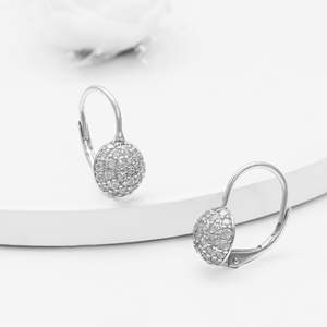 Pendientes de gota brillantes de circón plateado-Accesorio llamativo de moda - Product Image 3