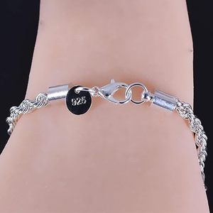 925 argento Sterling braccialetto di fascino Vintage vuoto disegno ondulato per le donne ragazze adolescenti alla moda torsione catena per - Product Image 5