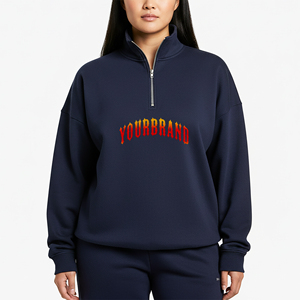 2025 recién llegado estilo Hip Hop cuello redondo sudadera de gran tamaño para mujer bordado personalizado Logo cálido ropa de invierno sudadera - Product Image 4