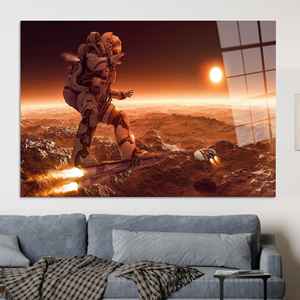Impresión Moderna en Vidrio Templado: Obra de Arte en Lienzo de Astronauta Surrealista, ARTE EN VIDRIO TEMPERADO - Product Image 1