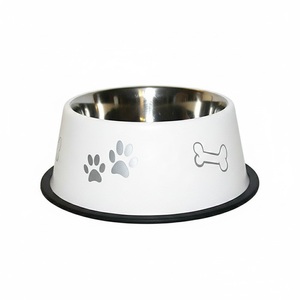 Bol pour animaux de compagnie moderne noir en gros avec un design mignon de visage de chat blanc, bol pour nourriture et eau pour chat et chien avec support en fil métallique, ensemble de fournitures - Product Image 3