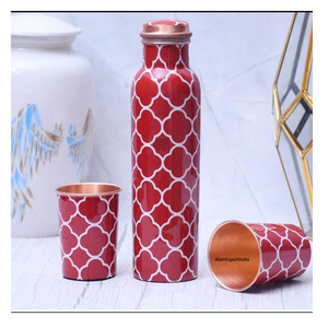 Botella de agua de cobre puro Beneficios conscientes de la salud Botella de cobre Diseño impreso para la decoración del hogar Accesorios de cocina Producto - Product Image 5