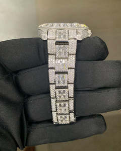 Personalizado redondo y corte Baguette VVS Moissanite diamante Acero inoxidable Iced Out reloj de pulsera automático Hip Hop hombres colección - Product Image 4