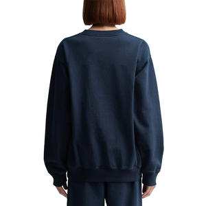 Jersey de mujer de cuello redondo de invierno con logotipo personalizado, sudadera impermeable de lana de algodón 100% negra de manga larga de gran tamaño de alta calidad - Product Image 3