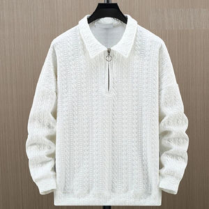 Vente en gros de sweatshirts à demi-fermeture éclair pour hommes sweatshirt de grande taille à col rabattu personnalisé de couleur simple pour printemps automne pour hommes OEM - Product Image 1