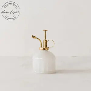 Factory Wholesale Small White Glass Plant Mister Spritzer with Golden Brass Nozzle for Indoor Plants Home and Office Air Plant