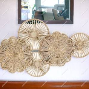 Panier mural en rotin et osier naturel suspendu décor bohème ensemble de 5 paniers d'art pour la maison en bambou pour le mariage - Product Image 3