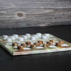 Juego de Damas de Ónix Verde, Hecho a Mano, con Tablero de Mármol y Estuche de Almacenamiento, 12 Pulgadas, Regalo de Lujo para Decoración del Hogar, Edición de Colección - Product Image 2