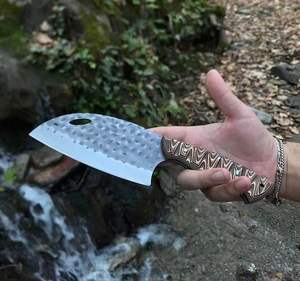 มีดครัวพร้อมซองหนัง มีดอเนกประสงค์ มีดเชฟ มีดปังตอ ทำด้วยมือ มีดเชฟหรูหรา ด้ามไมคาร์ต้า ตีขึ้นรูปด้วยมือ - Product Image 4