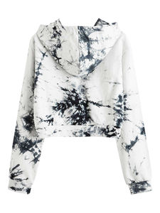 Sudadera Corta con Capucha de Moda para Mujer, Estilo Tie-Dye, Holgada, con Diseño Corto Transpirable, Tejido de Pana Ecológico - Product Image 2