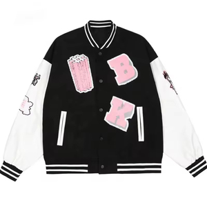 Veste universitaire universitaire de qualité supérieure pour homme conçue avec un patch en chenille brodé et des poignets en tricot côtelé pour une coupe élégante - Product Image 1