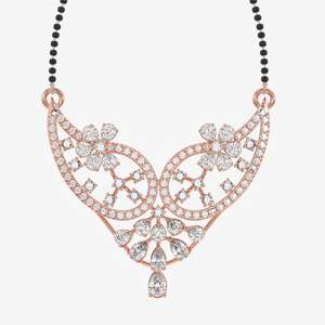 Collier Mangalsutra en argent sterling pour femme avec diamants Moissanite ronds et en forme de poire – Bijoux haut de gamme - Product Image 5