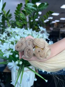 ผมต่อแบบ Remy สำหรับต่อ100% ผมดิบสีบลอนด์ผมตรงขอบชิดหนังสไตล์ธรรมชาติ - Product Image 2