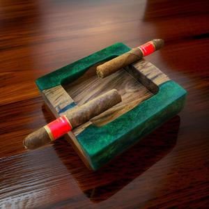 Luxury Epoxy Resin Wood Pocket-Sized <b>Ashtray</b> Handmade Modern Cigar Tray Metal Filter Unique Smoking Accessory Desk Decor Gift - Product Image 1