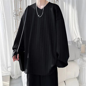 Spring Autumn Men's Loose T-Shirts Solid Color <b>Long</b> Sleeve V-Neck Casual <b>Tshirt</b> Men Fashion Streetwear Tees Tops - Product Image 5