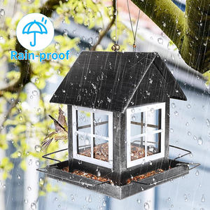 Mangeoires à oiseaux suspendues JH-Mech faciles à remplir et à nettoyer, résistantes aux intempéries, 14,5 x 18,5 x 23 cm, en métal, pour l'extérieur - Product Image 3