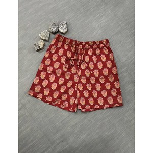 กางเกงขาสั้นผ้าฝ้ายพิมพ์ลายบล็อก 100% - ไซส์เล็ก เอวกลาง ระบายอากาศได้ดี พร้อมลวดลายตกแต่ง - Product Image 2