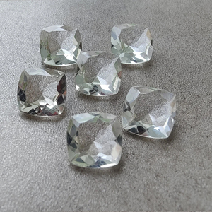 AAA+ Quality Natural Crystal Quartz <b>Cushion</b> Shape Checker Cut Flat Back Gemstones <b>White</b> Calibrated Wholesale All Sizes Available - Product Image 4