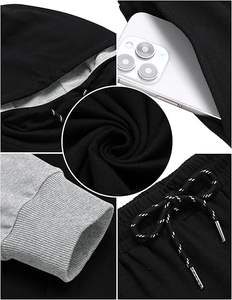 ATHLOTIC SPORTS Men Double Layer Breathable Fleece Spandex/Polyester Double <b>Sleeve</b> Hoodie Drawstring Joggers Sweatpants Winter - Product Image 5