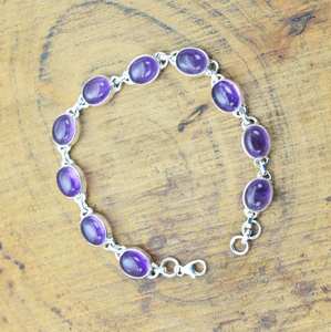 Purple Amethyst 925 Sterling <b>Silver</b> Gemstone Adjustable <b>Charm</b> <b>Bracelet</b> Handmade Luxury GIA Certified Jewelry Elegant Gift for - Product Image 3