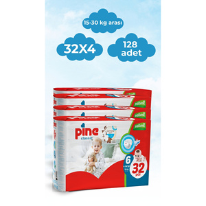 ผ้าอ้อมสำเร็จรูปคลาสสิค ไซส์ X-Large 15 กก. สำหรับเด็กทารก ผิวสัมผัสแห้ง 128 ชิ้น (4 แพ็ค แพ็คละ 32 ชิ้น) - Product Image 1