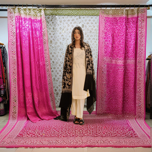 2025 Wool Blend <b>Shawl</b> for Women Handcrafted Floral Kashmiri Winter <b>Wrap</b> with <b>Black</b> Embroidery Beige Threadwork Dot Design - Product Image 6