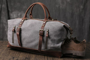 Fourre-tout LCTB-0012 durable en cuir toile sac polochon de voyage polyvalent Weekender nuit Gym affaires fourre-tout transparent caractéristique - Product Image 2