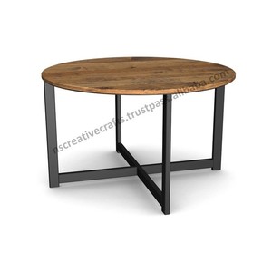 Mesa de centro de Metal puro de alta calidad, acabado verde, decoración Industrial única para el hogar, sala de estar, comedor, Material de vidrio duradero - Product Image 6