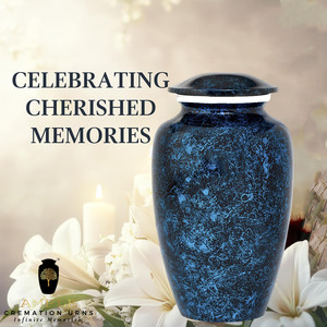 โกศบรรจุอัฐิสีน้ำเงินลายพิมพ์สไตล์ยุโรป เป็นมิตรกับสิ่งแวดล้อม ทนทาน สำหรับบรรจุอัฐิมนุษย์ พร้อมดีไซน์ปรับแต่งได้ ความจุ 220 คิวบิกอินช์ - Product Image 5