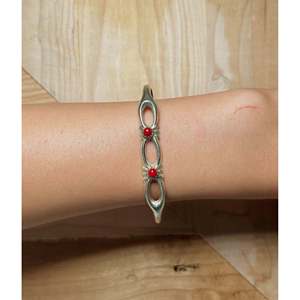 Navajo Handmade Coral & Sterling <b>Silver</b> Fashion <b>Cuff</b> <b>Bracelet</b> - Product Image 5