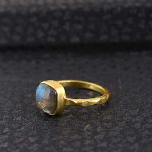 Unique Geometric <b>Brass</b> Gemstone <b>Ring</b> Minimalist <b>Brass</b> <b>Ring</b> Women 18k Gold Plated Gemstone Solitaire <b>Ring</b> Wholesale/OEM/ODM - Product Image 3