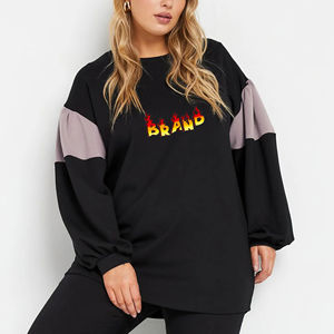 Service OEM/ODM Sweat-shirt à col rond avec fermeture éclair sur le côté, coupe ample, sur mesure, de haute qualité, streetwear tendance, sweat-shirt pour femmes - Product Image 1