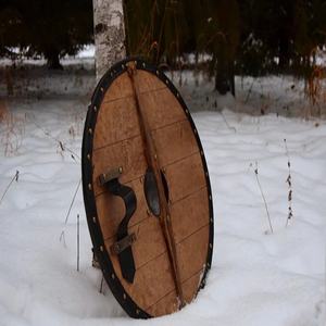 Escudo Vikingo JEXMOO Hecho a Mano de 24 Pulgadas, de Madera y Acero con Alto Contenido de Carbono, Diseño de Copa Central, con Soporte Compatible y Personalizable - Product Image 4