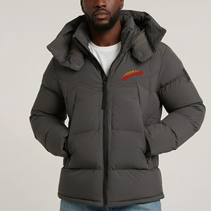 Veste matelassée à capuche avec fermeture éclair, couleur unie, tendance, OEM/ODM, logo imprimé personnalisé, veste à bulles légère surdimensionnée - Product Image 4