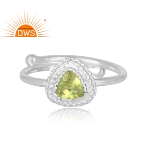 Best Selling Fine Sterling Silver Natural <b>Peridot</b> Gemstone Triangle Design Stackable <b>Ring</b> Custom Jewelry Manufacturer - Product Image 2
