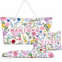 Tas Mahjong, Tas untuk Ubin Mahjong, Tas Mahjong untuk Ubin dan Rak, Tas Penyimpanan Rak Mahjong, Tas Jinjing, Aksesoris Bermotif Bunga