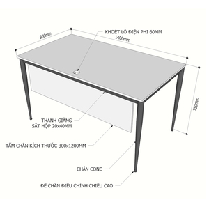 Escritorio de Madera Contrachapada de 140x80cm con Revestimiento de Melamina y Patas Cónicas II con Cajón - HBCN011 - Product Image 6