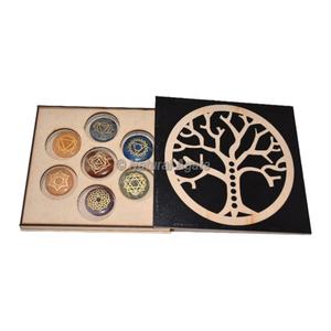 Compre Piedras de los Siete Chakras Grabadas Personalizadas con Caja de la Semilla de la Vida - Product Image 2