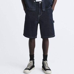 Pantalones Cortos de Mezclilla para Hombre OEM, Estilo Urbano de Verano, Cintura Alta, Resistentes al Viento, Transpirables, Tipo Carpintero, Holgados, con Contraste - Product Image 2