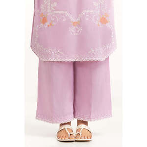 Ensemble coordonné bohème violet clair en tissu poly slub brodé pour femme, tenue 2 pièces printemps/été, tailles XS XXS XL - Product Image 5