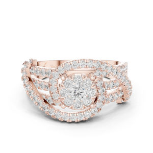 Bague de fiançailles pour femme en or jaune 14 carats plaqué or avec diamant de laboratoire rond |   Cadeau de mariage de luxe certifié IGI - Product Image 3