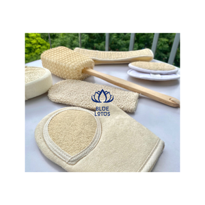 Loofah matériel salle de bain sûr douche biodégradable Loofah éponge gant écologique brut bleu Lotus - Product Image 3