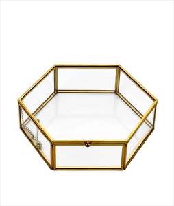 Compact Metal And Glass Jewelry Box Perfect For Small Accessories <b>Travel</b> Jewelry Storage Organizer - Product Image 1